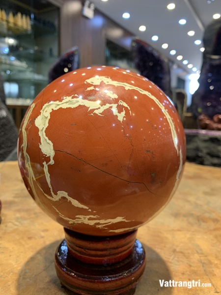 Quả Cầu ngọc bích đỏ 15cm