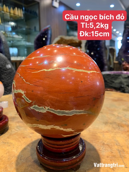 Quả Cầu ngọc bích đỏ 15cm
