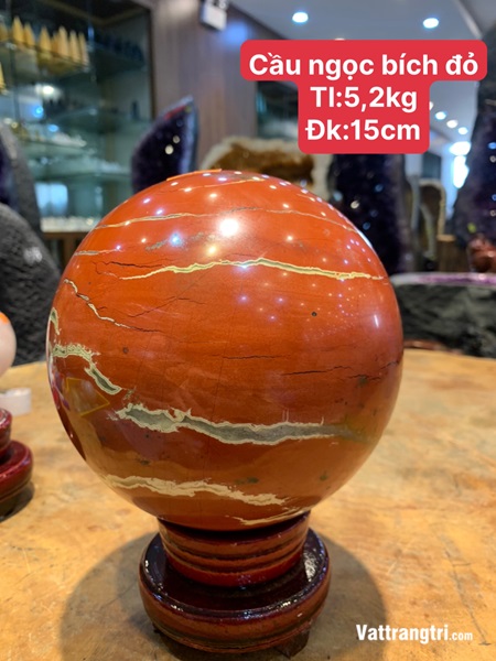 Quả Cầu ngọc bích đỏ 15cm