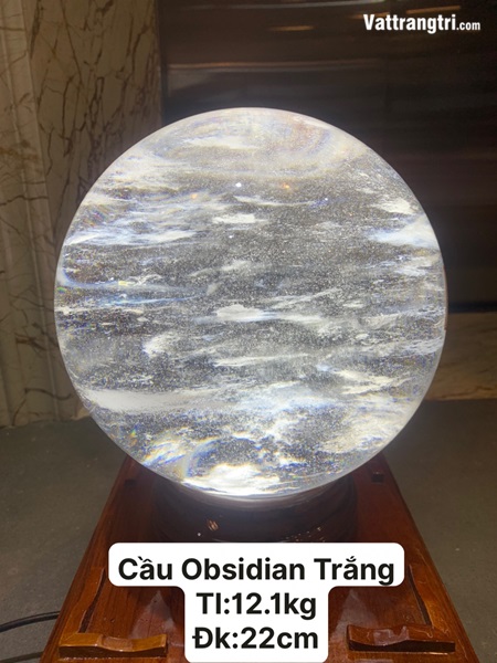 Quả Cầu Obsidian trắng 22cm