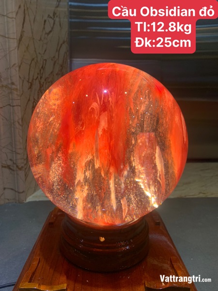 Quả Cầu Obsidian đỏ trong 25cm