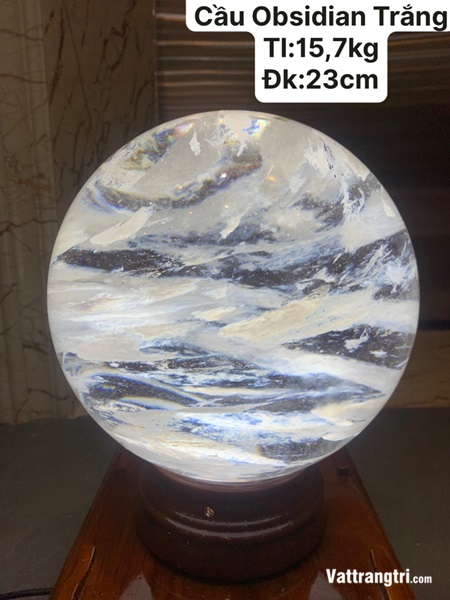 Quả Cầu Obsidian trắng 23cm
