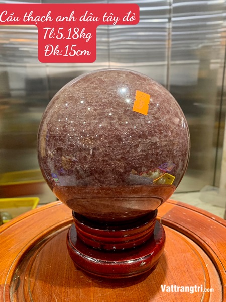 Quả Cầu thạch anh dâu tây đỏ 15cm