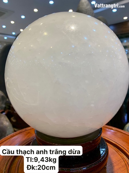 Quả cầu thạch anh trắng dừa 20cm
