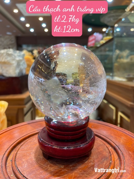 Quả Cầu thạch anh trắng vip siêu trong 12cm