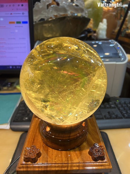 Quả Cầu thạch anh vàng 14cm