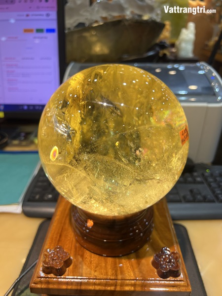 Quả Cầu thạch anh vàng 14cm