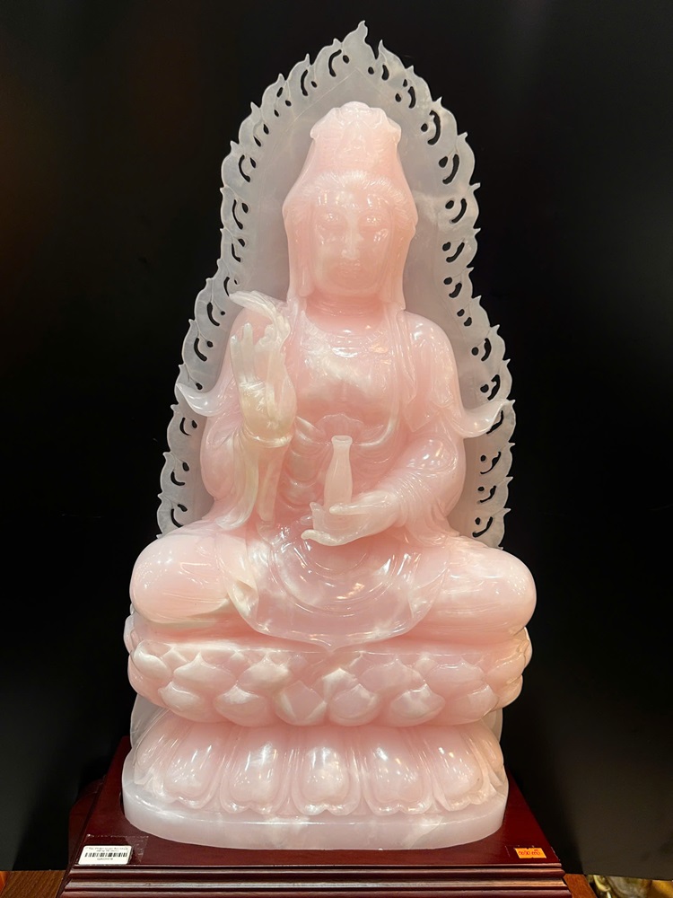 Quan âm hồng ngọc onyx hồng 78cm