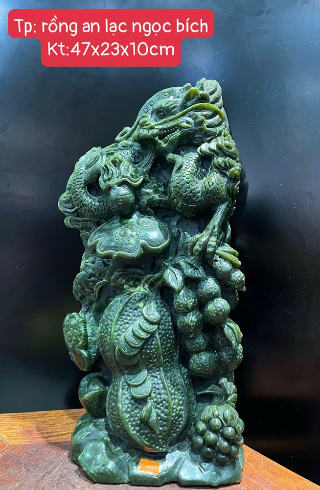 Rồng An Lạc Ngọc Bích + Giấy kiểm định 47x23x10cm