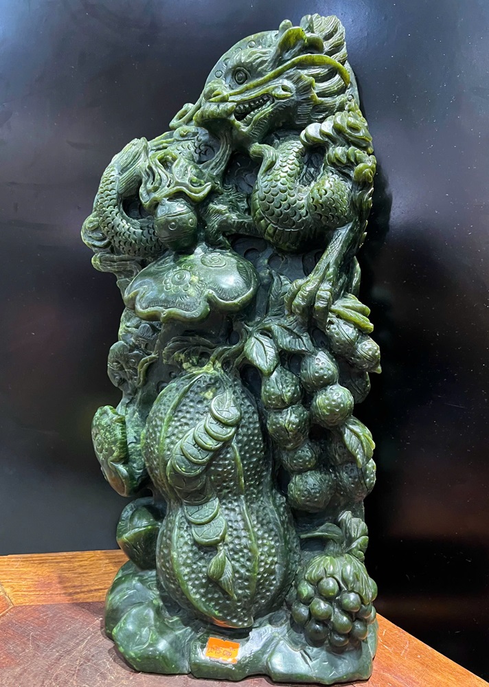 Rồng An Lạc Ngọc Bích + Giấy kiểm định 47x23x10cm