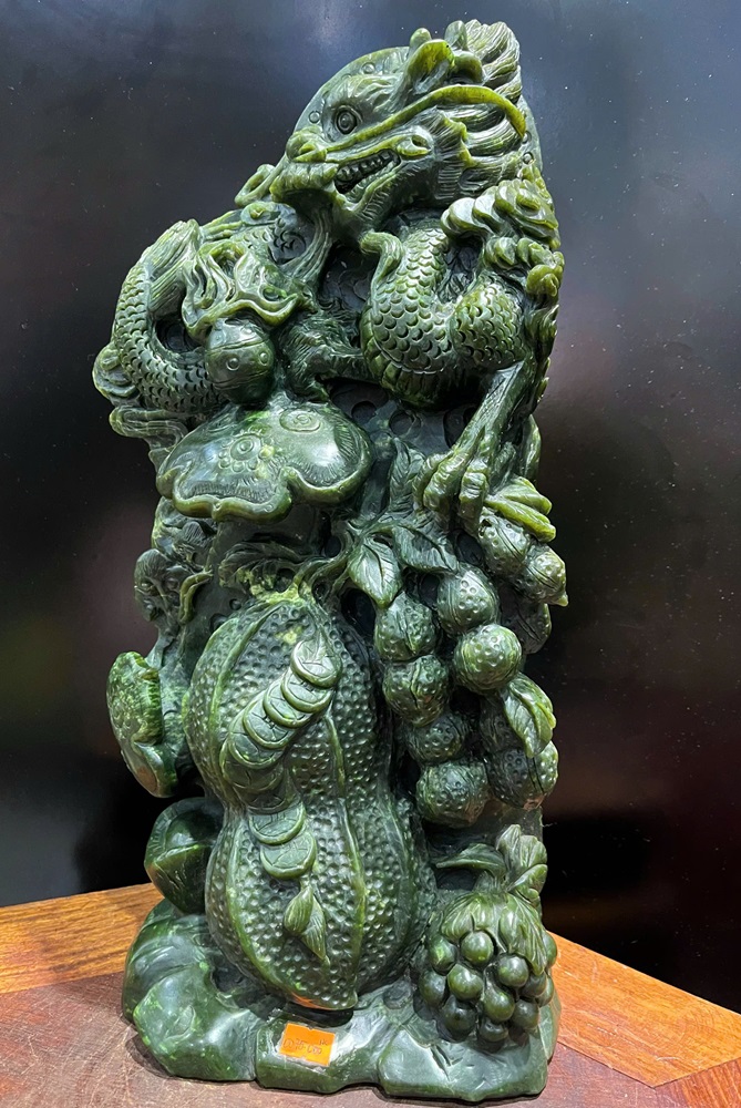 Rồng An Lạc Ngọc Bích + Giấy kiểm định 47x23x10cm