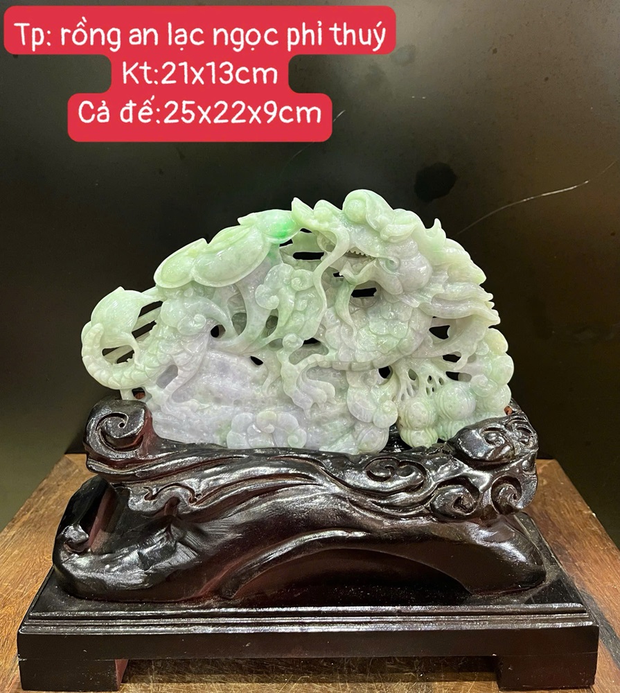 Rồng An Lạc Ngọc Phỉ Thuý + Giấy Kiểm Định 25x22x9cm