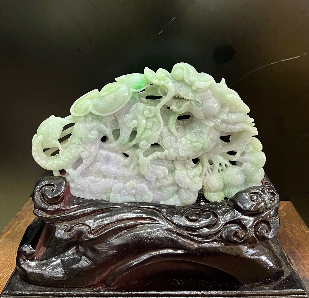 Rồng An Lạc Ngọc Phỉ Thuý + Giấy Kiểm Định 25x22x9cm