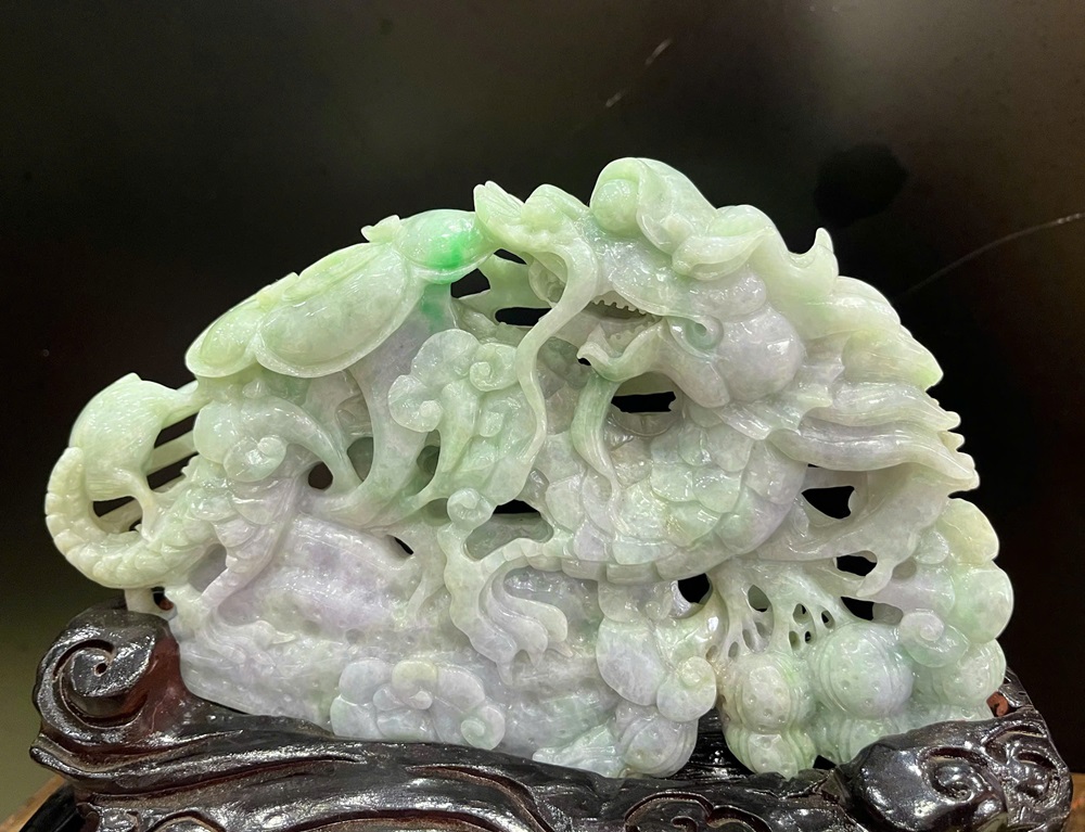 Rồng An Lạc Ngọc Phỉ Thuý + Giấy Kiểm Định 25x22x9cm