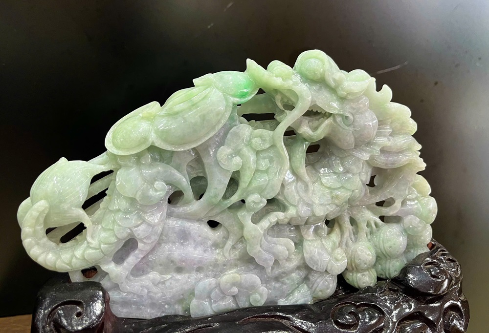 Rồng An Lạc Ngọc Phỉ Thuý + Giấy Kiểm Định 25x22x9cm