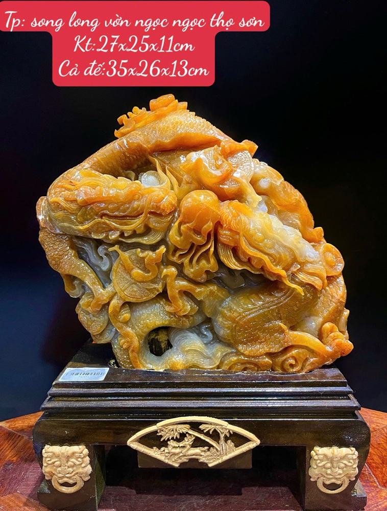 Song Long Vờn Ngọc Ngọc Thọ Sơn 35x26x13cm