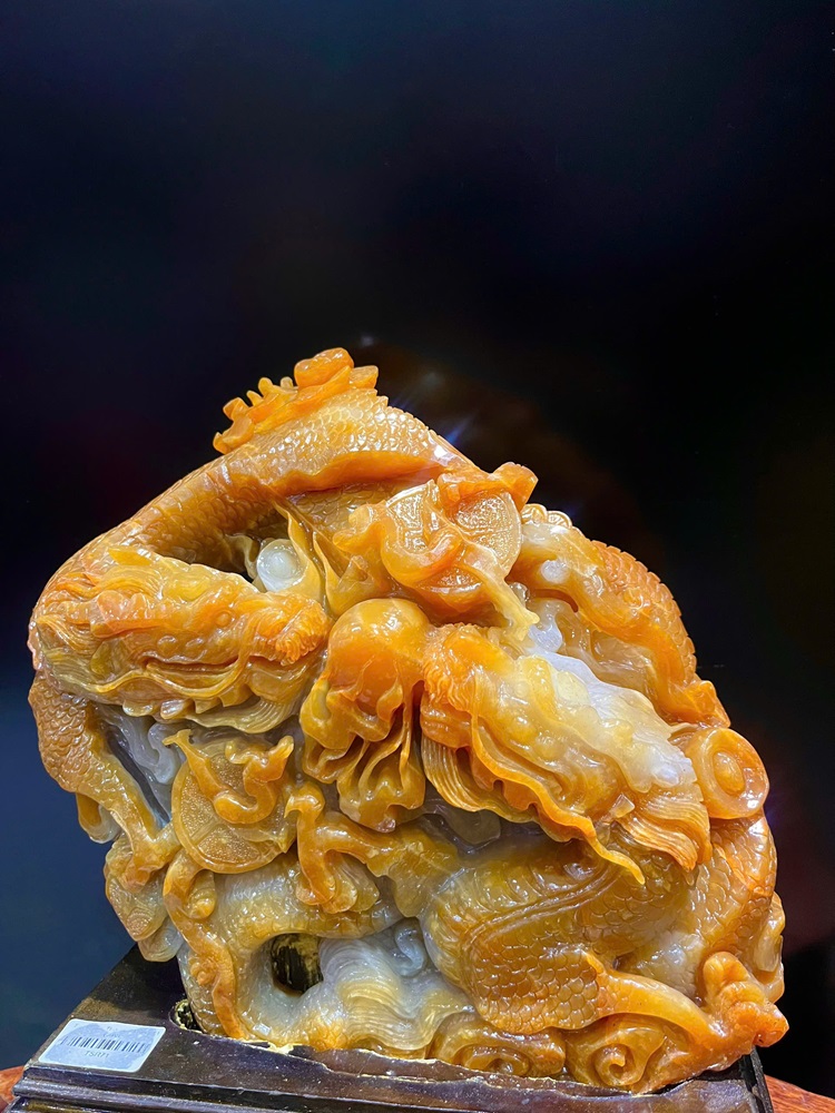 Song Long Vờn Ngọc Ngọc Thọ Sơn 35x26x13cm