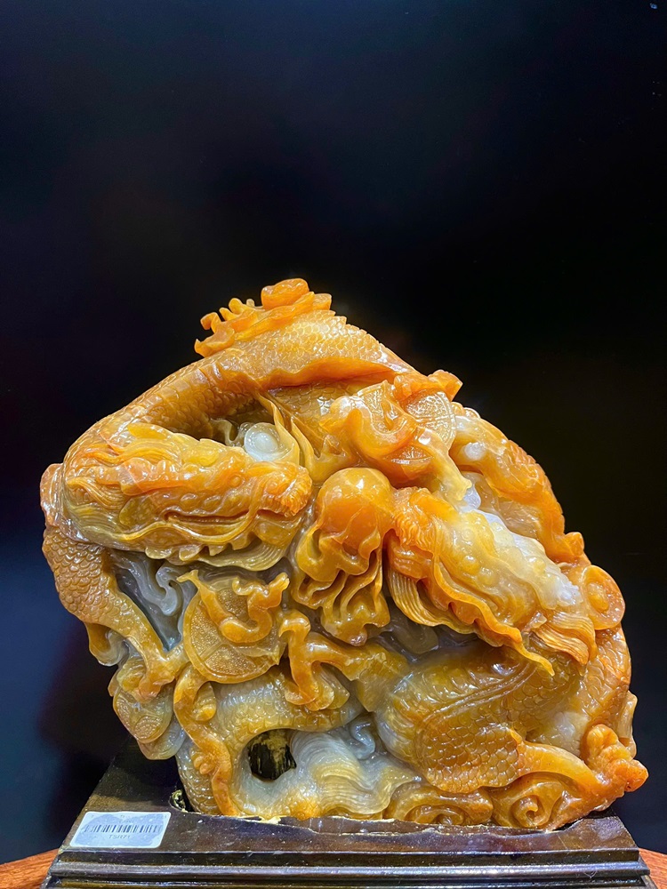 Song Long Vờn Ngọc Ngọc Thọ Sơn 35x26x13cm