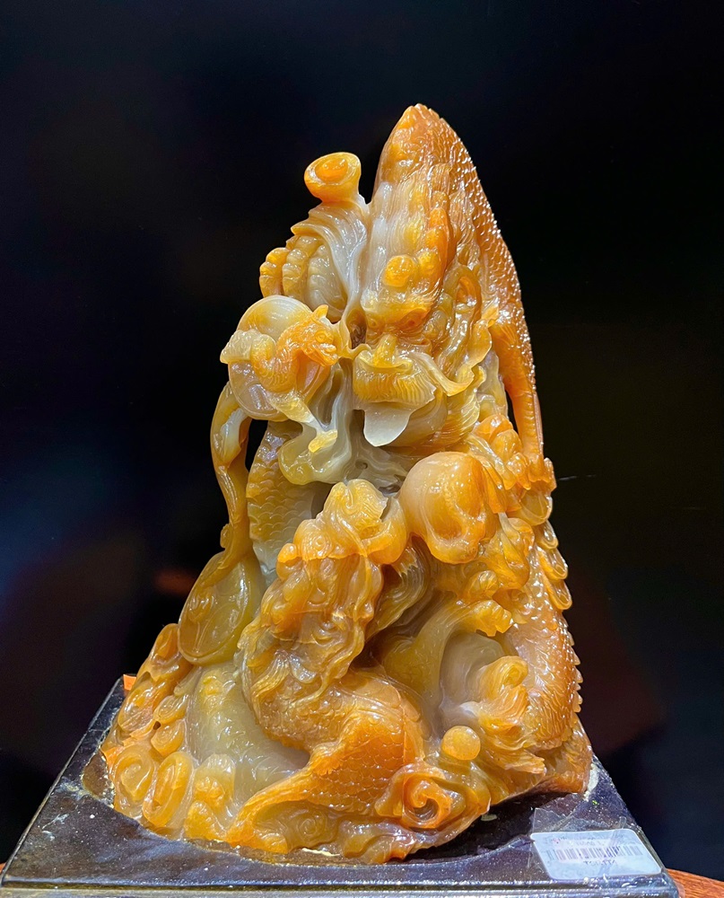 Song Long Vờn Ngọc Ngọc Thọ Sơn 36x23x15cm