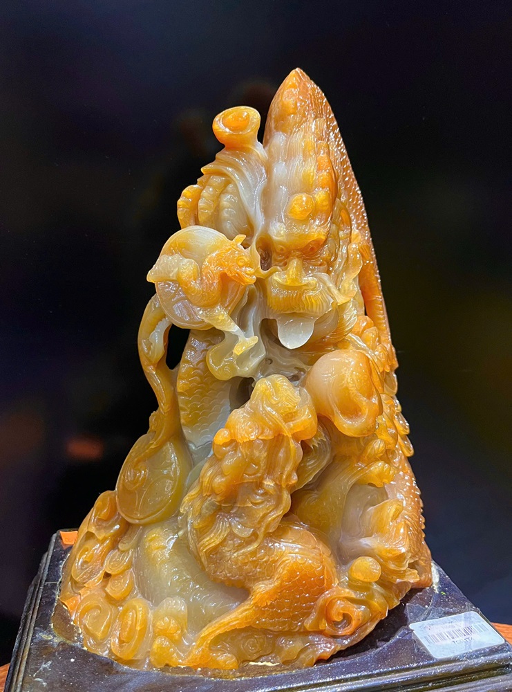 Song Long Vờn Ngọc Ngọc Thọ Sơn 36x23x15cm