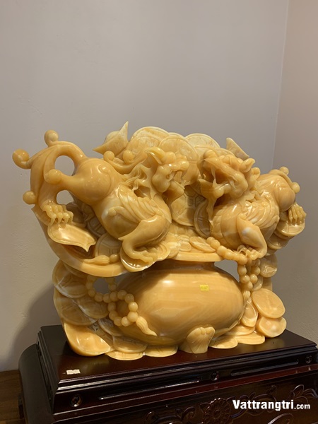 Song Tỳ Hưu tụ kim ngân bảo ngọc hoàng long 70cm