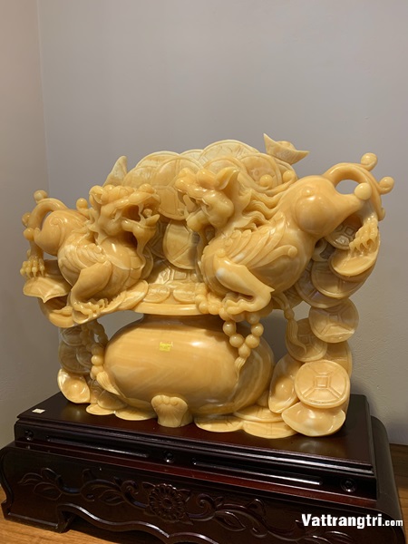 Song Tỳ Hưu tụ kim ngân bảo ngọc hoàng long 70cm