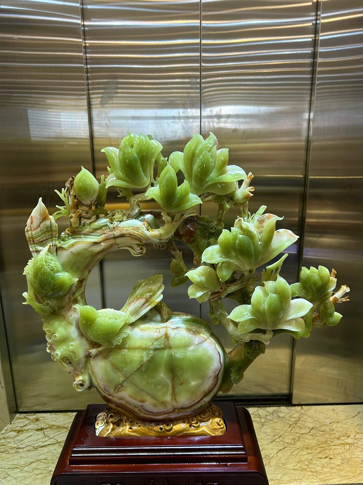 Tác Phẩm Bình Trà Ngọc Onyx Xanh 58x54x7cm