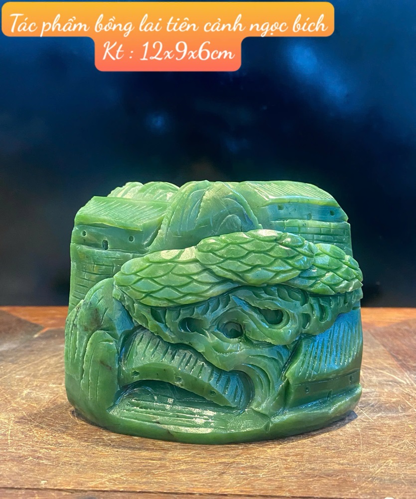 Tác Phầm Bồng Lai Tiên Cảnh Ngọc Bích 12x9x6cm
