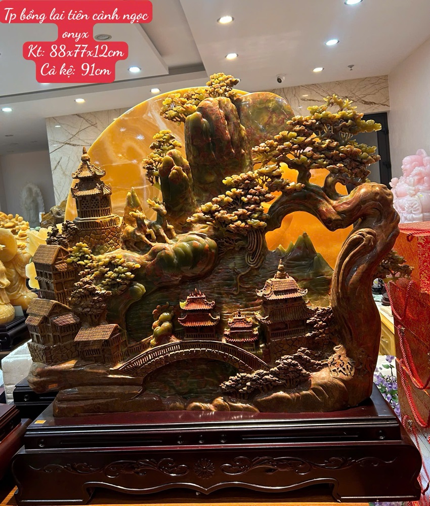 Tác Phẩm Bồng Lai Tiên Cảnh Ngọc Onyx 88x77x12cm