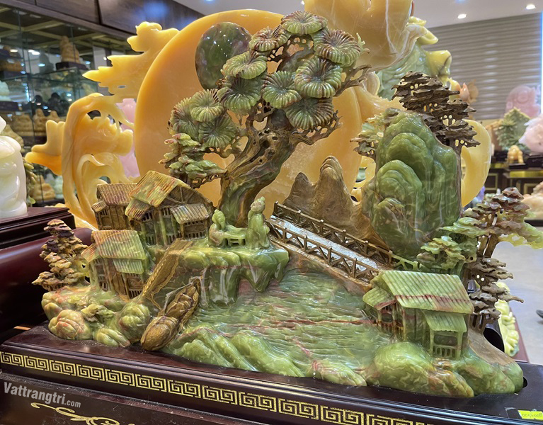 Tác Phẩm Bồng Lai Tiên Cảnh Ngọc Onyx Xanh