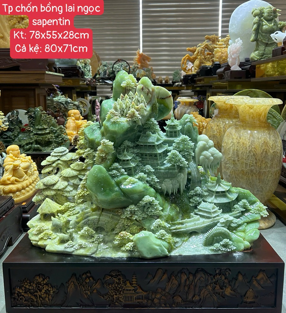 Tác Phẩm Chốn Bồng Lai Ngọc Serpentine 78x55x28cm