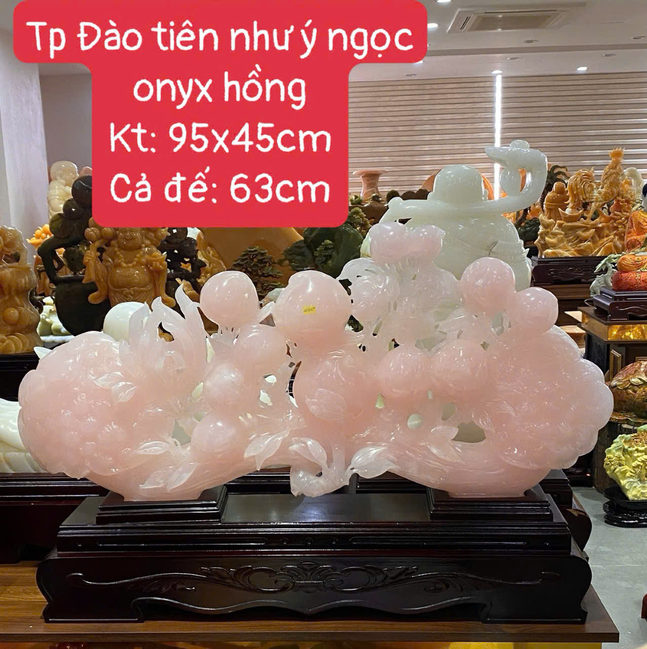 Tác Phẩm Đào Tiên Như Ý Ngọc Onyx Hồng