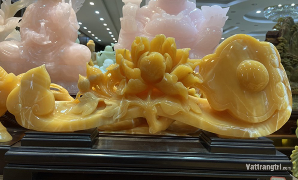 Tác Phẩm Gậy như ý hoa mẫu đơn Ngọc hoàng long 73cm