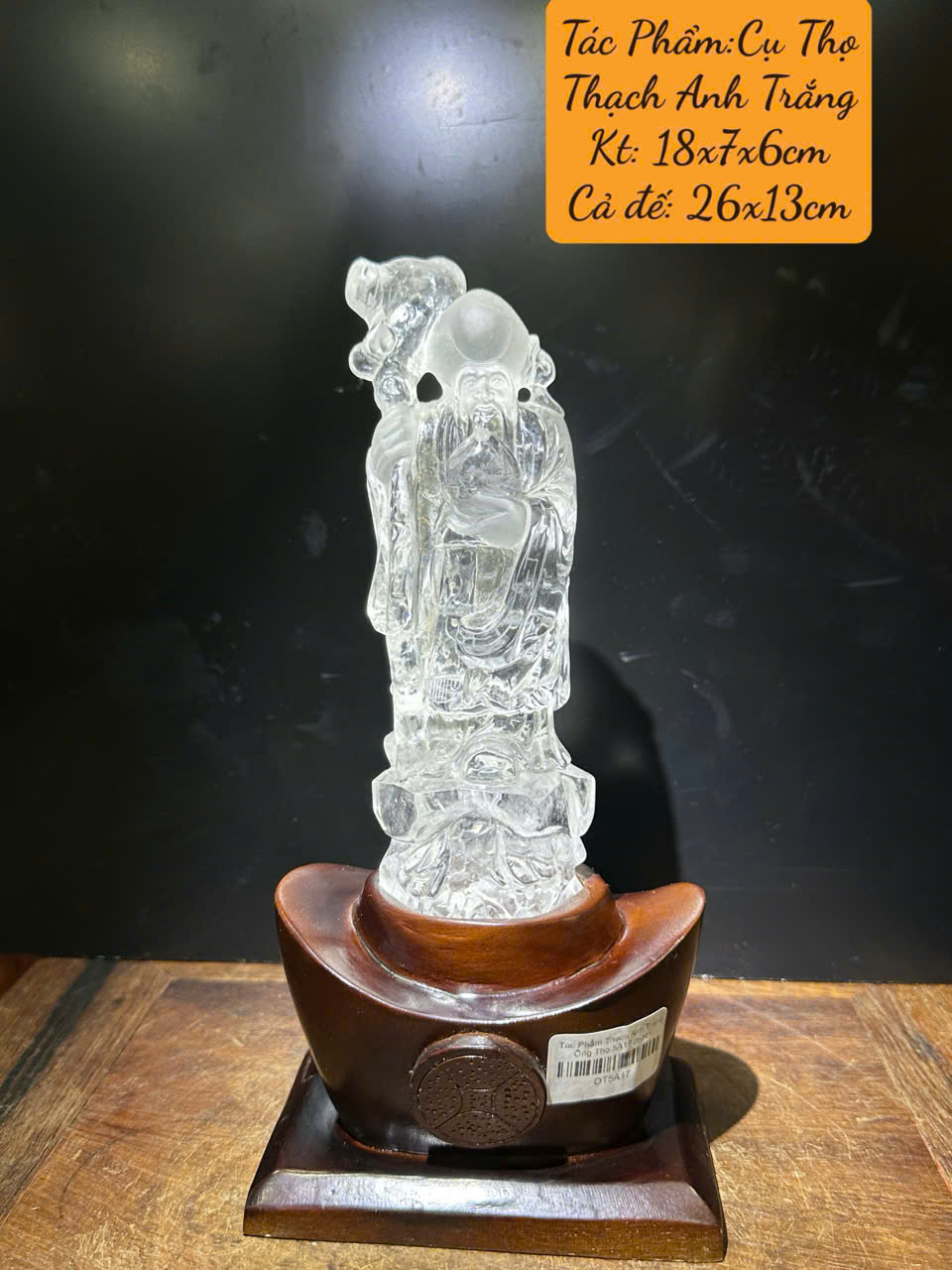 Tác Phẩm Ông Thọ Thạch Anh Trắng 18cm
