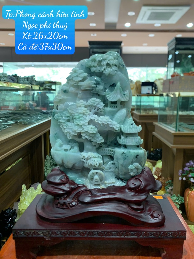 Tác Phẩm Phong Cảnh Hữu Tình Ngọc Phỉ Thuý 37x30cm