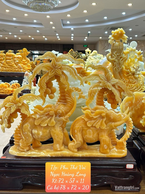 Tác Phẩm Phu Thê Voi - Ngọc Hoàng Long 72cm