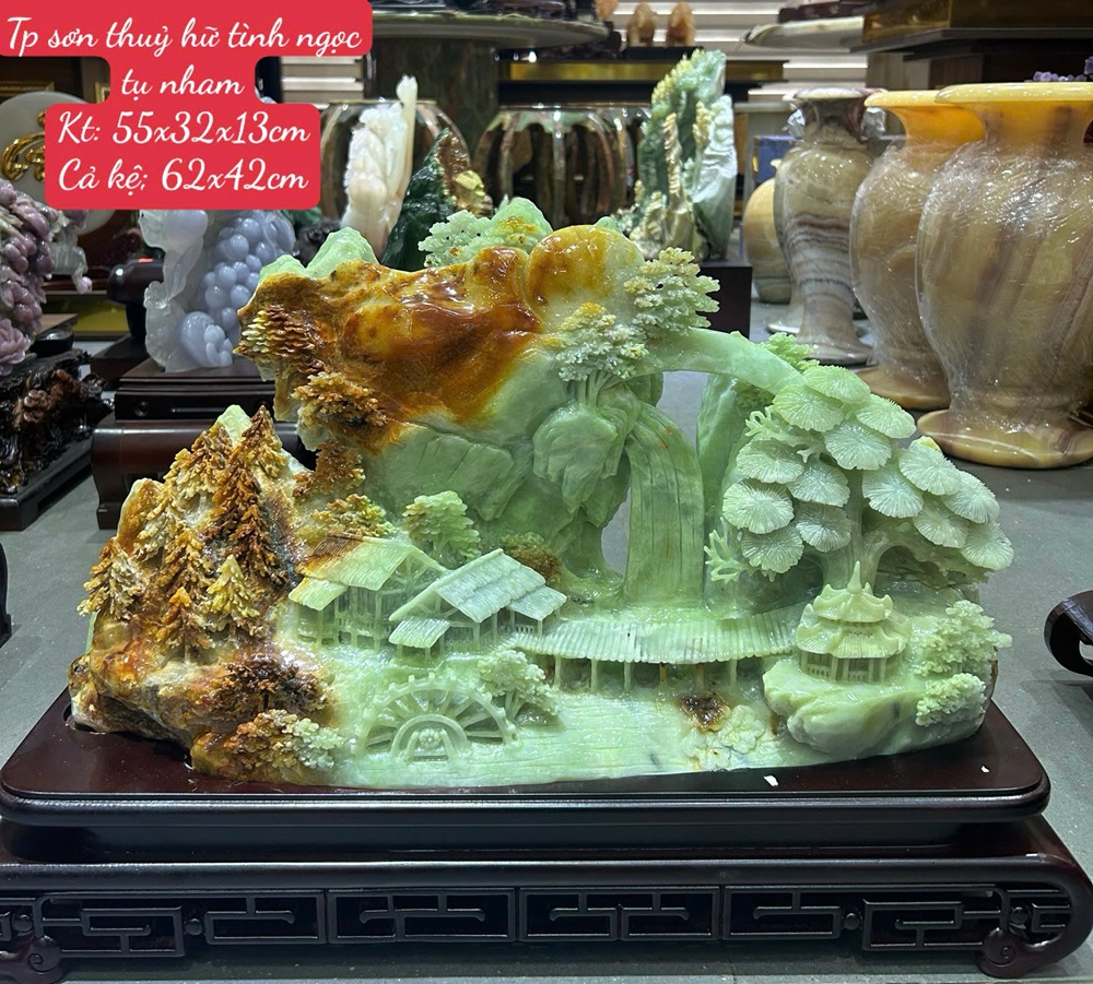 Tác Phẩm Sơn Thuỷ Hữ Tình Ngọc Tụ Nham 55x32x13cm