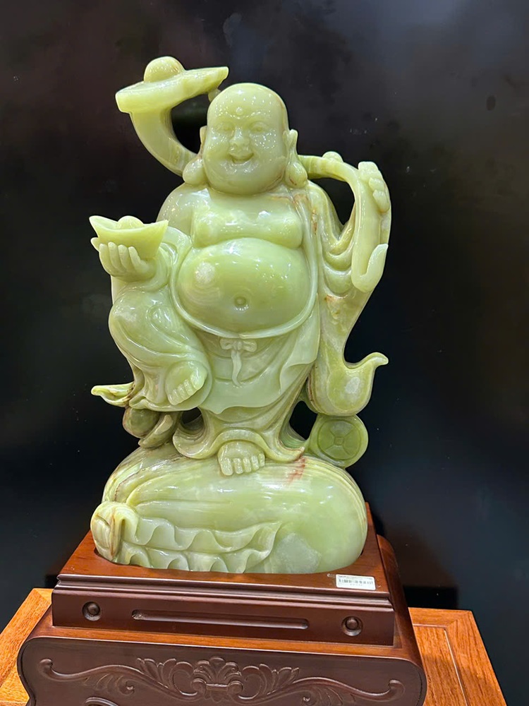 Thần Tài Di Lặc Ngọc Onyx Xanh (Kèm giấy kiểm đinh)