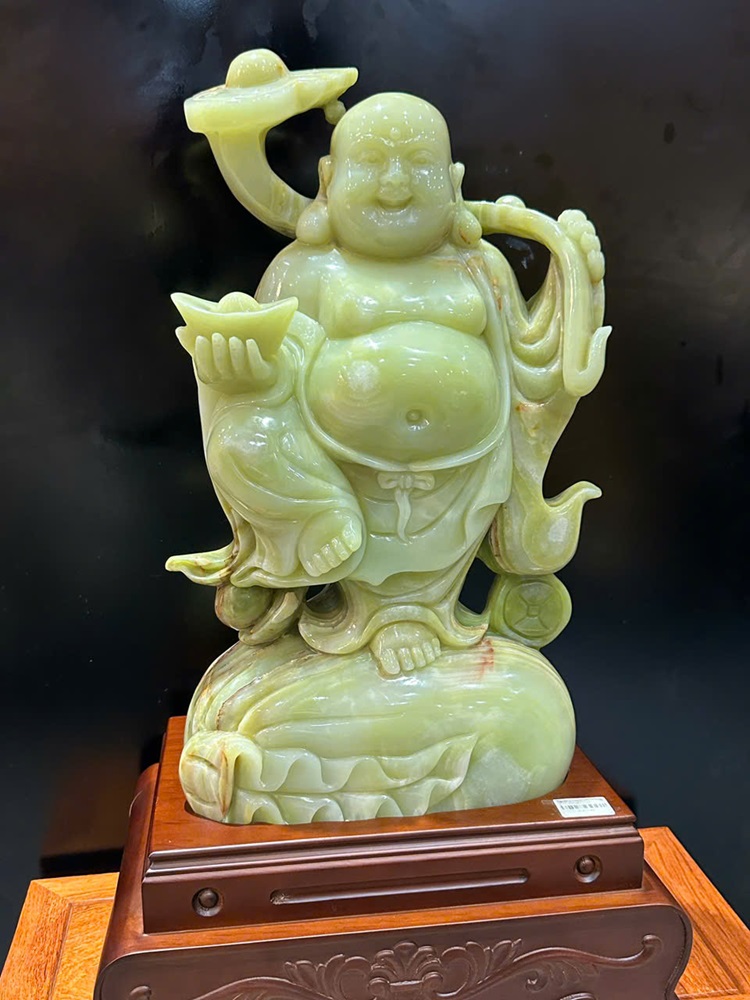 Thần Tài Di Lặc Ngọc Onyx Xanh (Kèm giấy kiểm đinh)