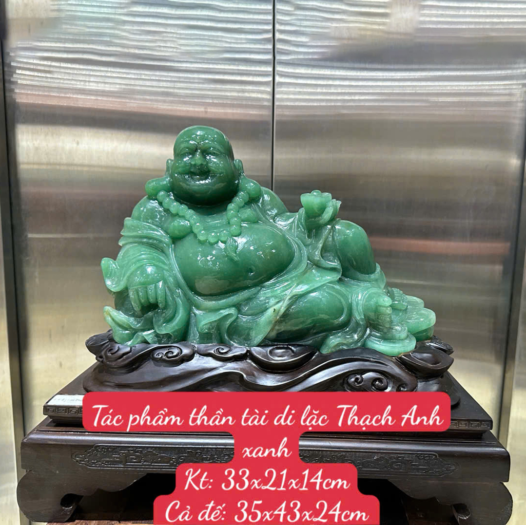 Thần Tài Di Lặc Thạch Anh Xanh (Kèm giấy kiểm đinh)