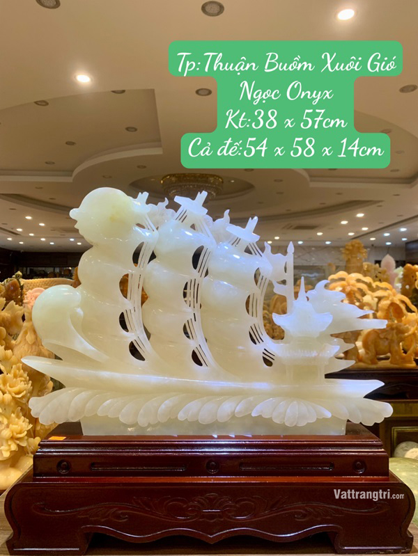 Tác Phẩm Thuận Buồm Xuôi Gió Ngọc Onyx Trắng 57cm