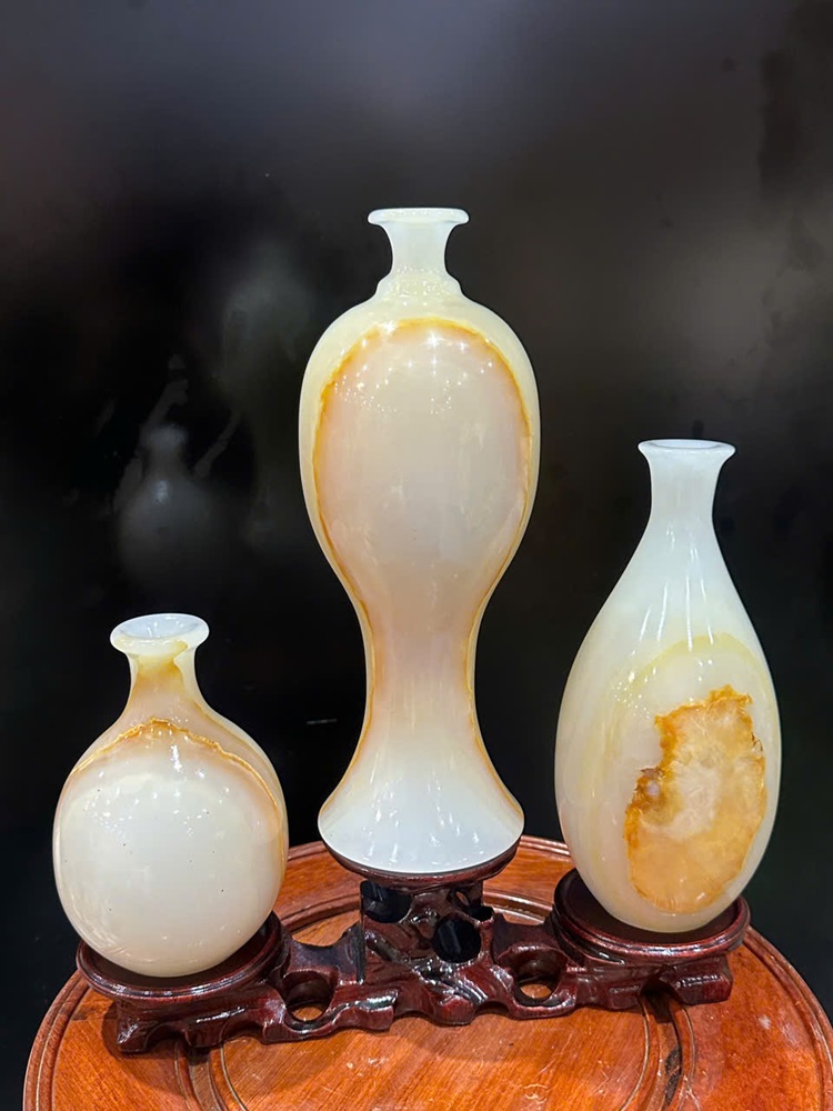 Tam phúc bình hút lộc ngọc onyx trắng