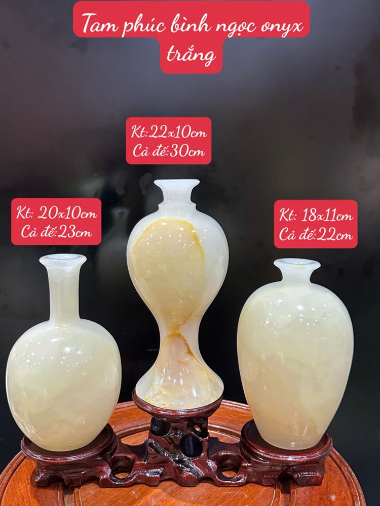 Tam phúc bình ngọc onyx trắng