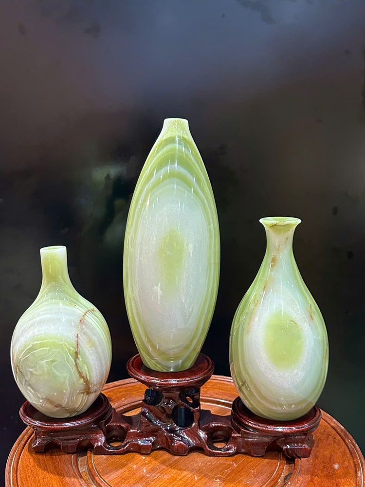 Tam phúc bình ngọc onyx xanh