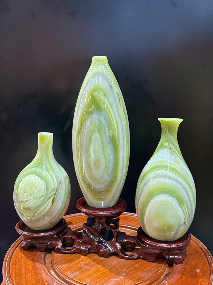 Tam phúc bình ngọc onyx xanh