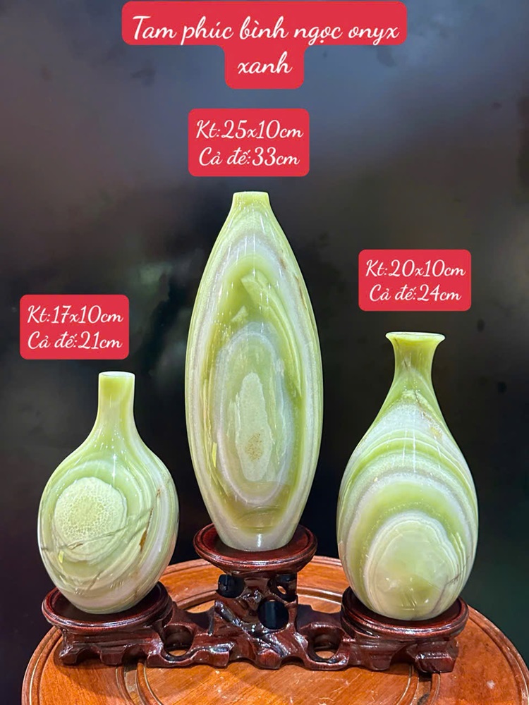 Tam phúc bình ngọc onyx xanh