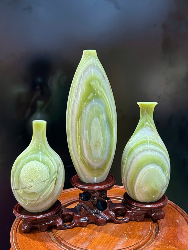 Tam phúc bình ngọc onyx xanh