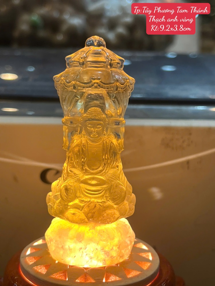 Tây Phương Tam Thánh Thạch Anh Vàng