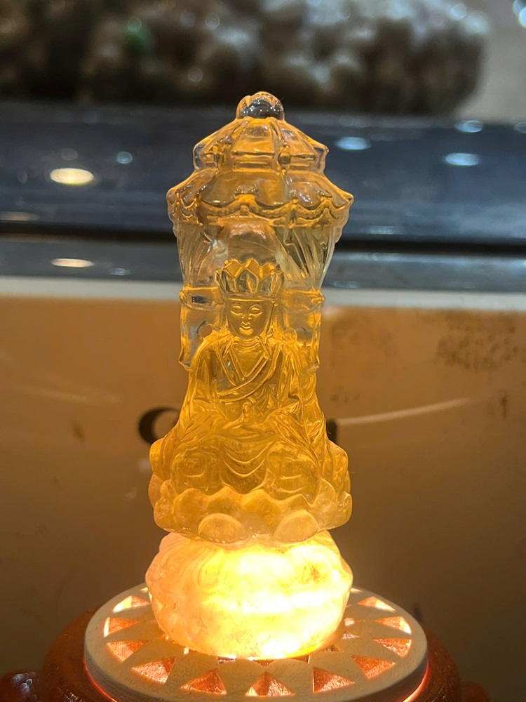 Tây Phương Tam Thánh Thạch Anh Vàng
