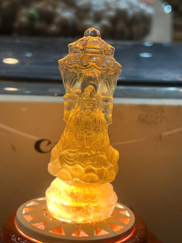 Tây Phương Tam Thánh Thạch Anh Vàng
